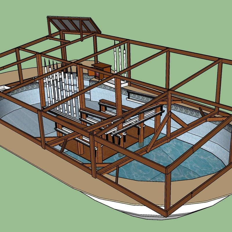 3D model of a Garden Pool system designed over a converted swimming pool