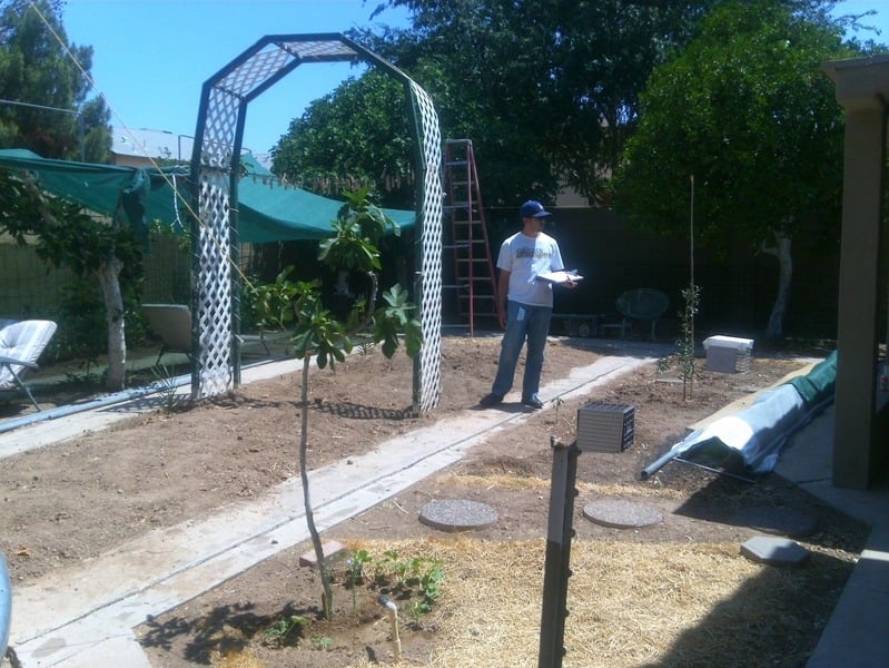 A backyard swimming pool converted into a Garden Pool growing system